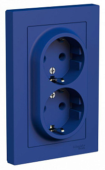 Розетка 2-м AtlasDesign 16А IP20 с заземл. в сборе аквамарин SE ATN001124