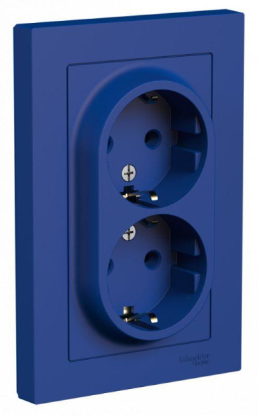 Розетка 2-м AtlasDesign 16А IP20 с заземл. в сборе аквамарин SE ATN001124