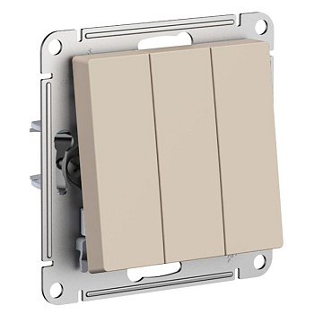 Выключатель 3-кл. СП AtlasDesign 10А IP20 (сх. 1+1+1) 10AX механизм песочный SE ATN001231