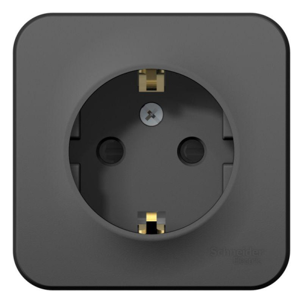 Розетка 1-м ОП Blanca 16А IP20 250В с заземл. защ. шторки с изолир. пластиной антрац. SE BLNRA011116
